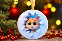 Christmas Round Cute Animal Ornament Sublimation Product Image 2