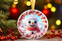 Christmas Round Cute Animal Ornament Sublimation Product Image 1