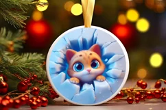 Christmas Round Cute Animal Ornament Sublimation Product Image 2