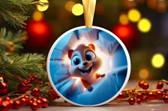 Christmas Round Cute Animal Ornament Sublimation Product Image 2