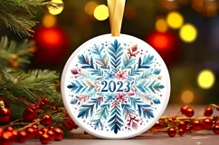Snow Flake Christmas Round Cute Ornament Sublimation Product Image 2