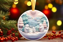 Bear 3D Pastel Christmas Round Ornament Sublimation Product Image 4