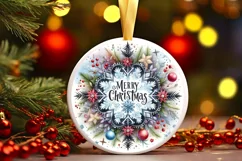 Snow Flake Christmas Round Cute Ornament Sublimation Product Image 2