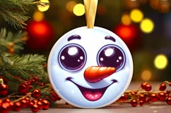 Christmas Round Ornament Sublimation Snowman Face Product Image 1