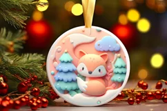 Pastel Christmas Round Ornament Sublimation Product Image 2