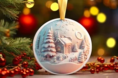 Christmas Round Ornament Sublimation Product Image 2