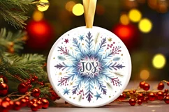 Snow Flake Christmas Round Cute Ornament Sublimation Product Image 2