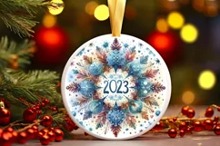 Snow Flake Christmas Round Cute Ornament Sublimation Product Image 2