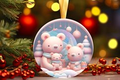 3D Pastel Christmas Round Ornament Sublimation Bears Product Image 2