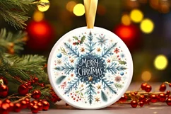 Snow Flake Christmas Round Cute Ornament Sublimation Product Image 2