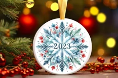 Snow Flake Christmas Round Cute Ornament Sublimation Product Image 2