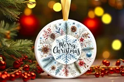 Snow Flake Christmas Round Cute Ornament Sublimation Product Image 2