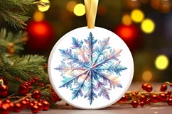 Snow Flake Christmas Round Cute Ornament Sublimation Product Image 2