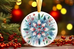 Snow Flake Christmas Round Cute Ornament Sublimation Product Image 2
