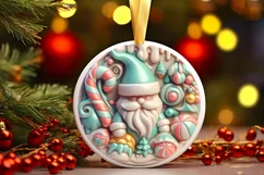 Pastel Christmas Round Ornament Sublimation Product Image 2