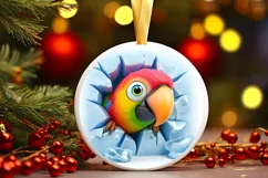 Christmas Round Parrot Ornament Sublimation Ornament Product Image 4