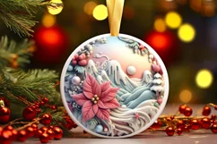 3D Pastel Christmas Round Ornament Sublimation Product Image 2
