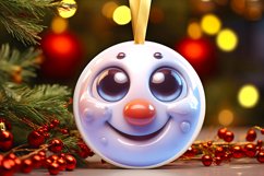 Christmas Round Ornament Sublimation Snowman Face Product Image 3