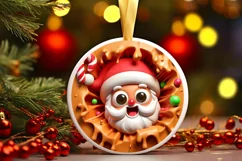 Christmas Round Santa Ornament Sublimation Ornament Product Image 4