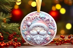 Stained Glass Christmas Round Ornament Sublimation Product Image 2