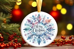 Snow Flake Christmas Round Cute Ornament Sublimation Product Image 2