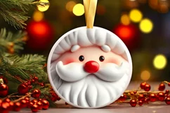 Christmas Round Ornament Sublimation Santa Face Product Image 3