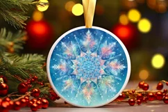 Believe Snow Flake Christmas Round Cute Ornament Sublimation Product Image 2
