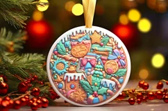 Pastel Christmas Round Ornament Sublimation Product Image 2