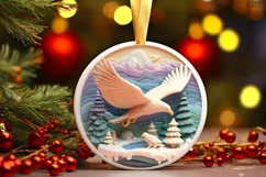 3D Eagle Pastel Christmas Round Ornament Sublimation Product Image 2