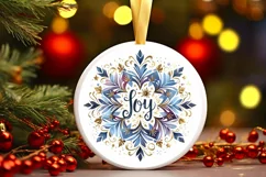 Snow Flake Christmas Round Cute Ornament Sublimation Product Image 2