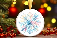 Snow Flake Christmas Round Cute Ornament Sublimation Product Image 2