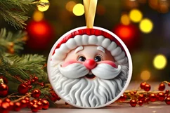 Christmas Round Ornament Sublimation Santa Face Product Image 3