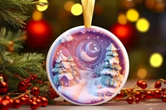 Pastel Christmas Round Ornament Sublimation Product Image 2