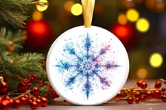 Snowflake Christmas Round Ornament Sublimation Product Image 2