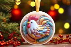 Pastel Christmas Round Ornament Sublimation Product Image 2