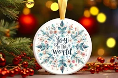 Joy to the World Christmas Round Cute Ornament Sublimation Product Image 2