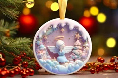 Pastel Christmas Round Ornament Sublimation Product Image 2