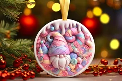 3D Pastel Christmas Round Ornament Sublimation Product Image 2