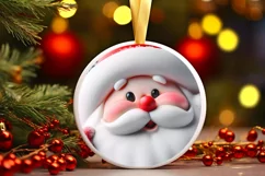 Christmas Round Ornament Sublimation Santa Face Product Image 4