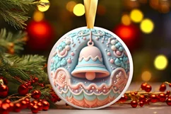 Bell and Candies Christmas Round Ornament Sublimation Product Image 1