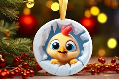 Christmas Round Chicken Ornament Sublimation Ornament Product Image 1