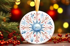 Snow Flake Christmas Round Cute Ornament Sublimation Product Image 2