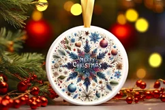 Penguin Christmas Round Cute Ornament Sublimation Product Image 2