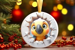 Christmas Round Parrot Ornament Sublimation Ornament Product Image 3