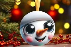 Christmas Round Ornament Sublimation Snowman Face Product Image 1