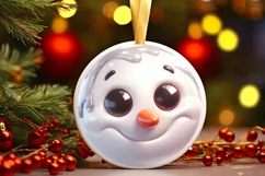 Christmas Round Ornament Sublimation Snowman Face Product Image 4
