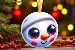 Christmas Round Ornament Sublimation Snowman Face Product Image 1