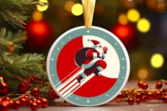 Round Santa Christmas Ornament Sublimation|Clipart Product Image 1