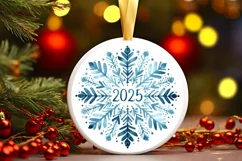 2025 Christmas Snowflake Round Ornament PNG Product Image 2