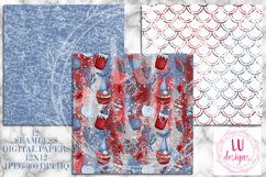 4th of July Mermaids Seamless Patterns, Patriotic Background Product Image 2